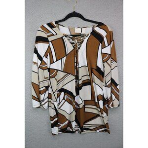 Chico's 3/4 Sleeve 70's Vibe Silky Tunic-Size 1 or Medium(8)